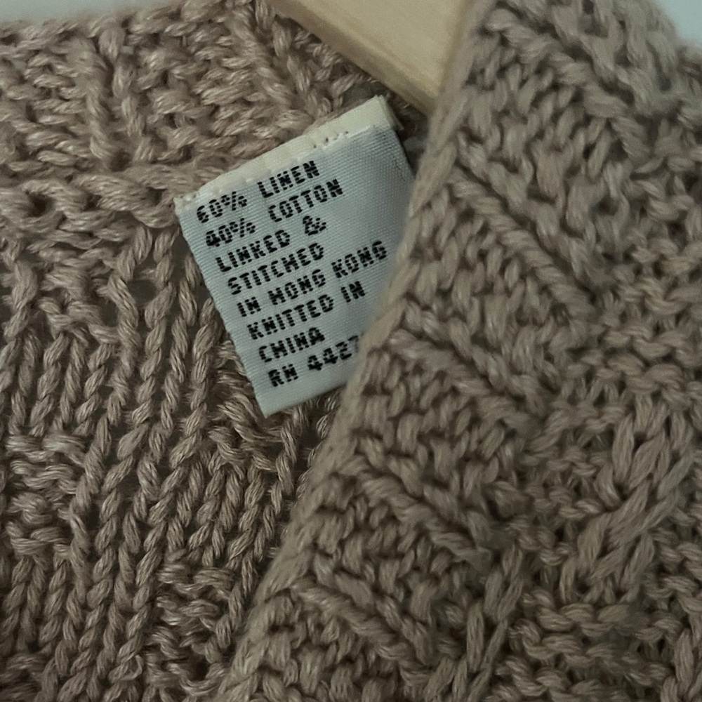 NWT Marisa Christina Hand Knit Linen Cotton Beige Floral Knit Vest Sz Large - Picture 5 of 9